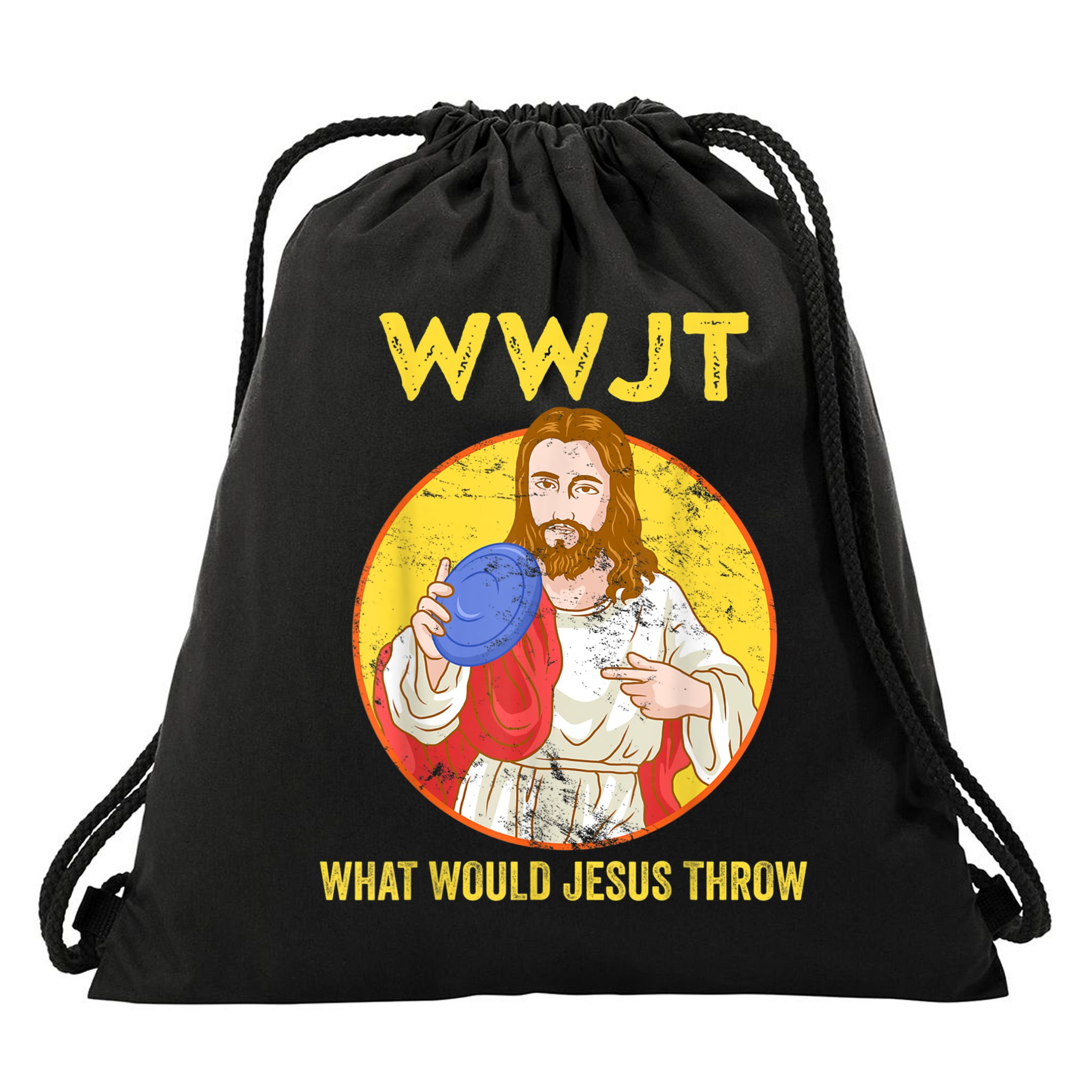 Disc Golf What Would Jesus Throw Frisbee Golf Drawstring Bag