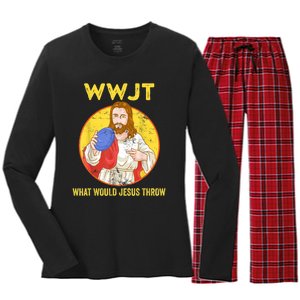 Disc Golf What Would Jesus Throw Frisbee Golf Women's Long Sleeve Flannel Pajama Set 