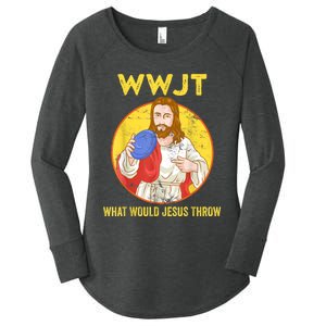 Disc Golf What Would Jesus Throw Frisbee Golf Women's Perfect Tri Tunic Long Sleeve Shirt