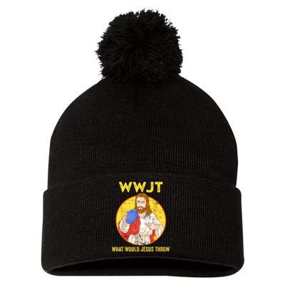 Disc Golf What Would Jesus Throw Frisbee Golf Pom Pom 12in Knit Beanie