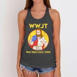 Disc Golf What Would Jesus Throw Frisbee Golf Women's Knotted Racerback Tank