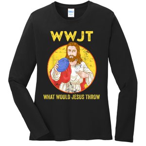 Disc Golf What Would Jesus Throw Frisbee Golf Ladies Long Sleeve Shirt