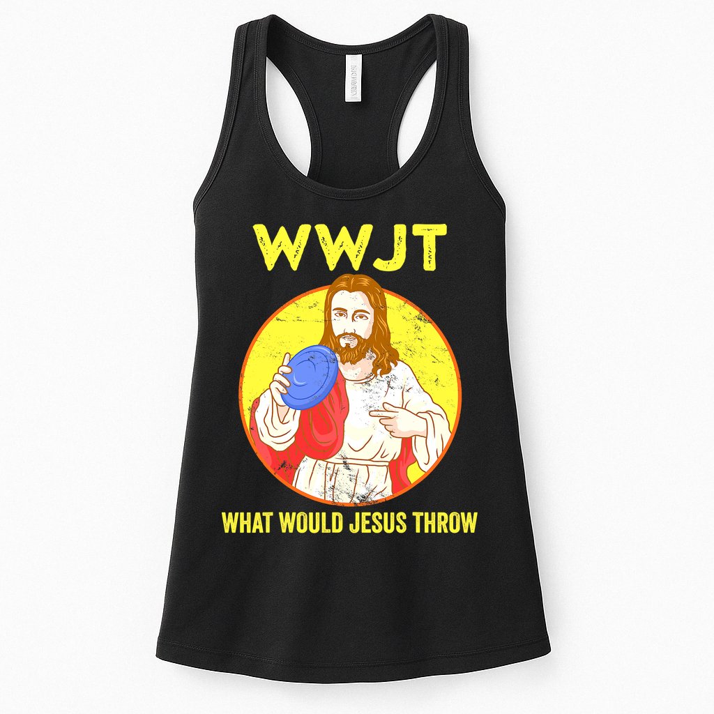 Disc Golf What Would Jesus Throw Frisbee Golf Funny Womens Tank Top