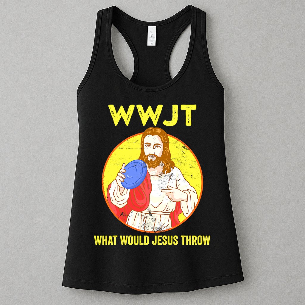 Disc Golf What Would Jesus Throw Frisbee Golf Funny Womens Tank Top