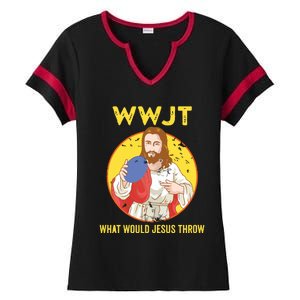 Disc Golf What Would Jesus Throw Frisbee Golf Ladies Halftime Notch Neck Tee