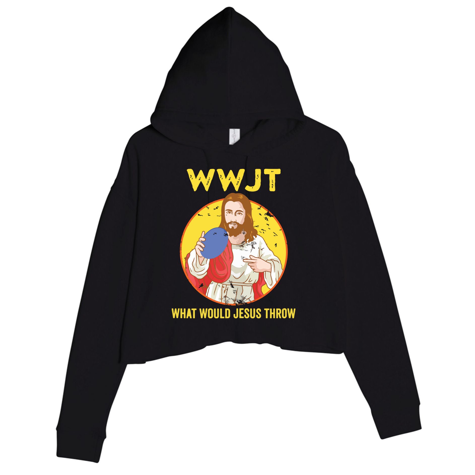 Disc Golf What Would Jesus Throw Frisbee Golf Crop Fleece Hoodie