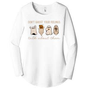 DonT Ghost Your Feelings Halloween Mental Health Awareness Women's Perfect Tri Tunic Long Sleeve Shirt