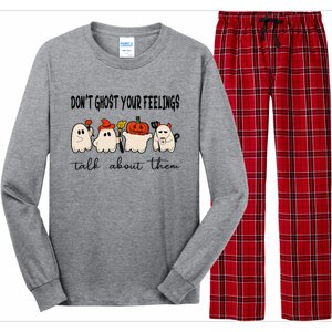 DonT Ghost Your Feelings Halloween Mental Health Long Sleeve Pajama Set