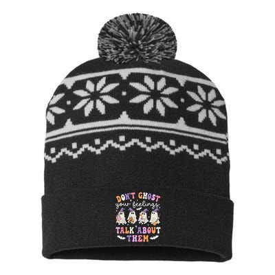 Dont Ghost Your Feeling Halloween School Counselor Halloween Gift USA-Made Snowflake Beanie