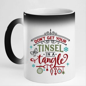 Don't Get Your Tinsel In A Tangle Funny Xmas 11oz Black Color Changing Mug