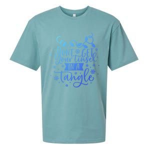 DonT Get Your Tinsel In A Tangle Funny Holiday Christmas Cool Gift Sueded Cloud Jersey T-Shirt