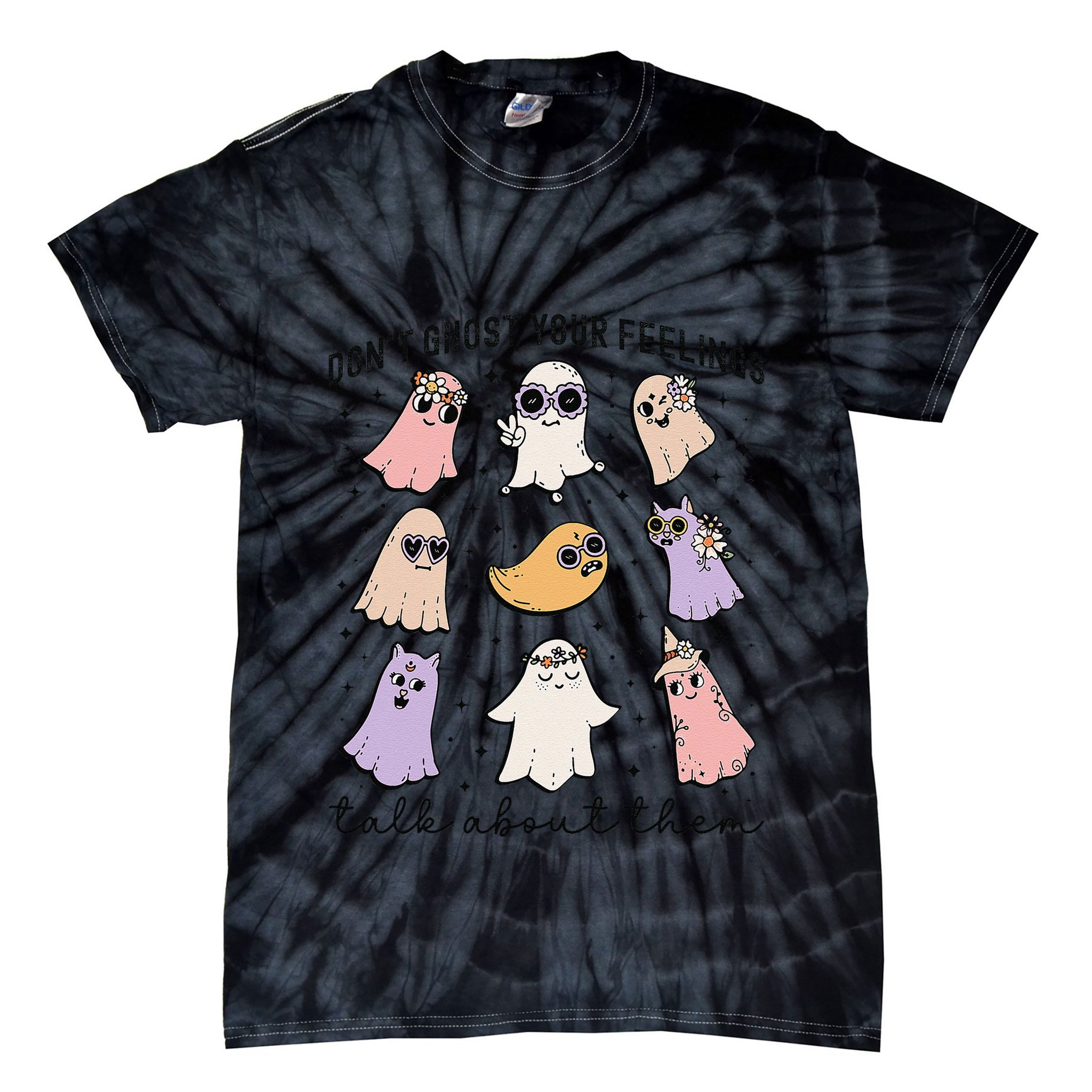 Don’T Ghost Your Feelings Talk About Them School Counselor Tie-Dye T-Shirt