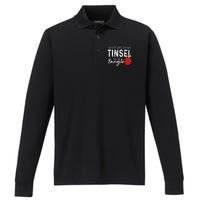 Dont Get Your Tinsel In Tangle Funny Christmas Performance Long Sleeve Polo