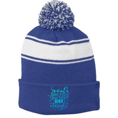 DonT Get Your Tinsel In A Tangle Funny Holiday Christmas Cool Gift Stripe Pom Pom Beanie