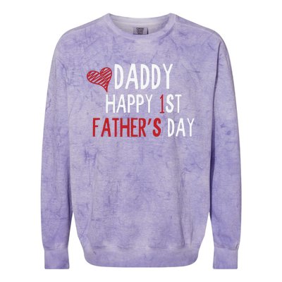 Daddy Happy 1st Fathers Day Colorblast Crewneck Sweatshirt