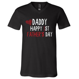 Daddy Happy 1st Fathers Day V-Neck T-Shirt