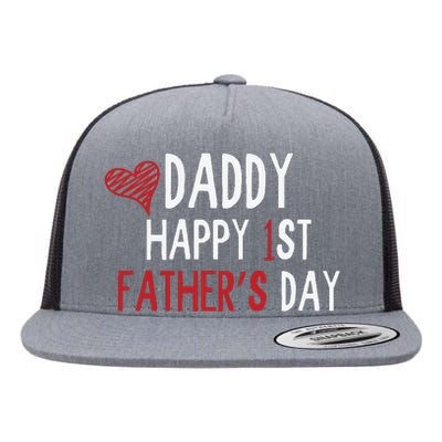 Daddy Happy 1st Fathers Day Flat Bill Trucker Hat