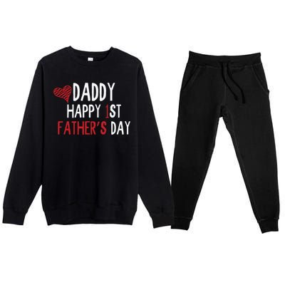 Daddy Happy 1st Fathers Day Premium Crewneck Sweatsuit Set