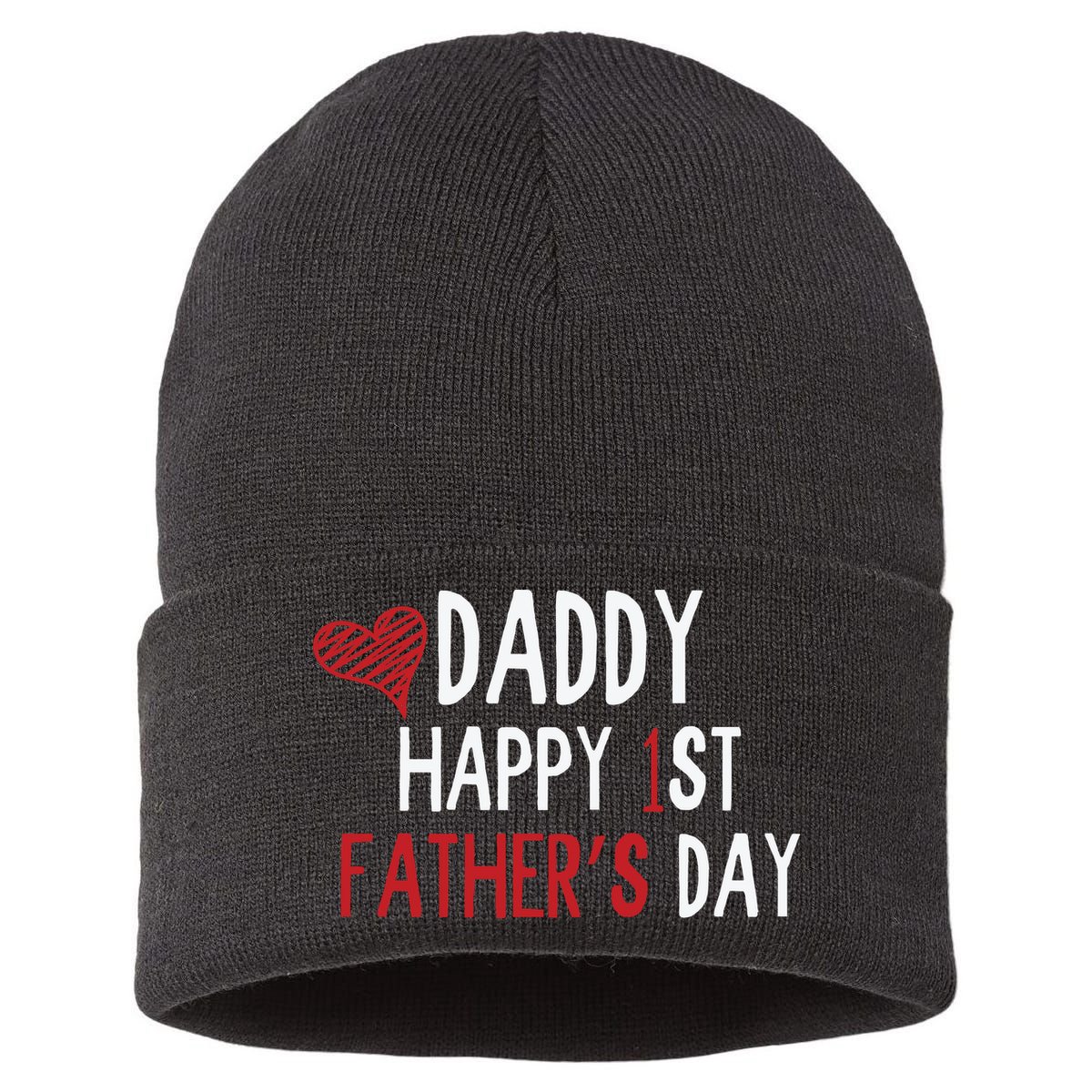 Daddy Happy 1st Fathers Day Sustainable Knit Beanie
