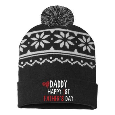 Daddy Happy 1st Fathers Day USA-Made Snowflake Beanie