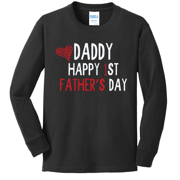 Daddy Happy 1st Fathers Day Kids Long Sleeve Shirt