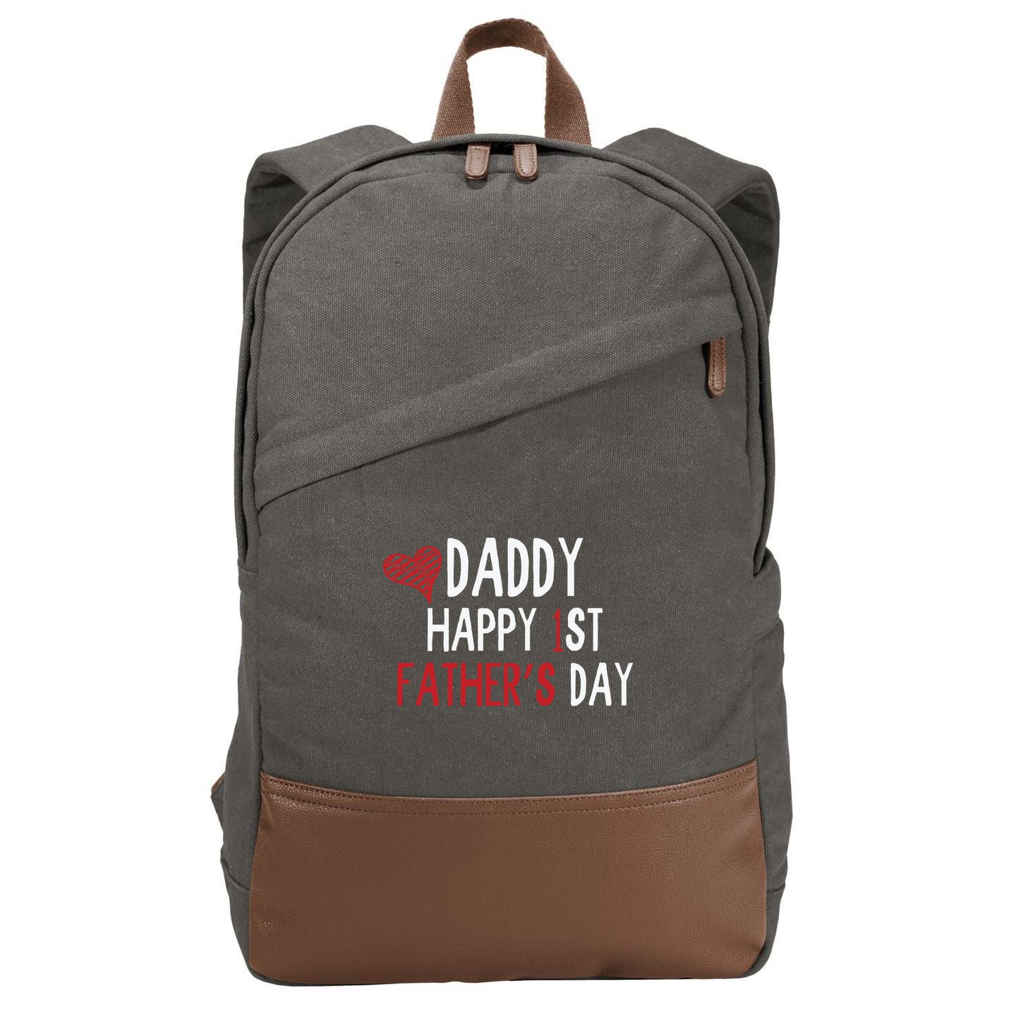 Daddy Happy 1st Fathers Day Cotton Canvas Backpack