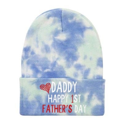 Daddy Happy 1st Fathers Day Tie Dye 12in Knit Beanie