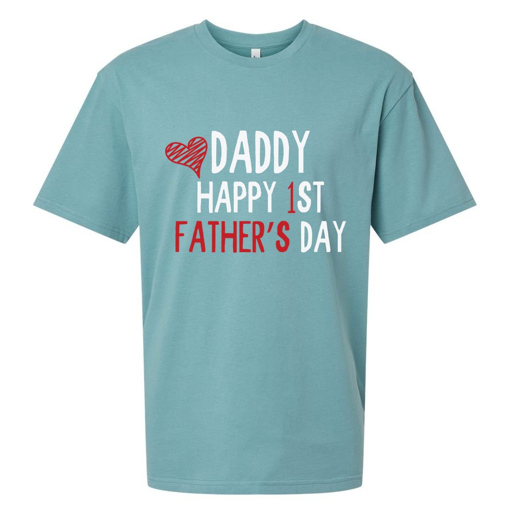 Daddy Happy 1st Fathers Day Sueded Cloud Jersey T-Shirt