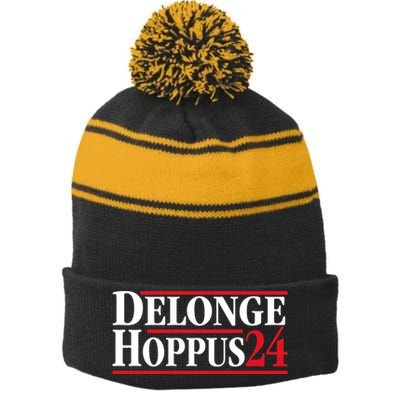 Delonge Hoppus 2024 For President Funny Voting Election 2024 Usa Stripe Pom Pom Beanie