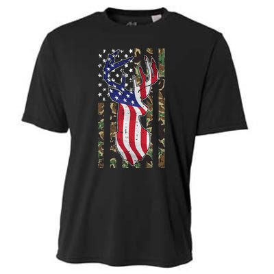 Deer Hunting 4th Of July American Flag Camo Patriotic Hunter Cooling Performance Crew T-Shirt