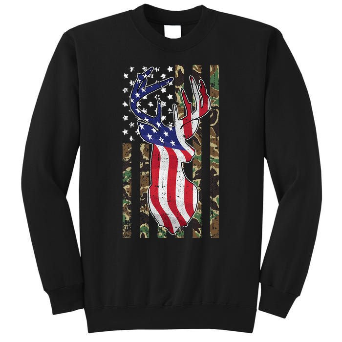 Deer Hunting 4th Of July American Flag Camo Patriotic Hunter Sweatshirt