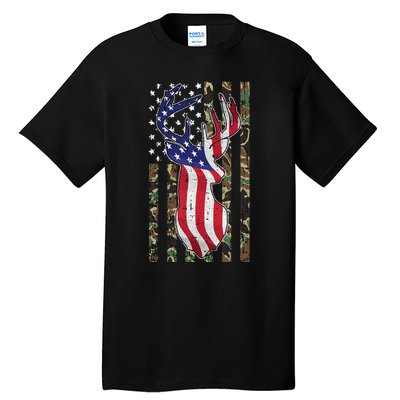 Deer Hunting 4th Of July American Flag Camo Patriotic Hunter Tall T-Shirt