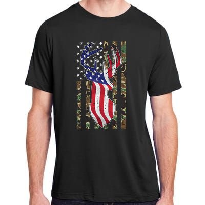 Deer Hunting 4th Of July American Flag Camo Patriotic Hunter Adult ChromaSoft Performance T-Shirt