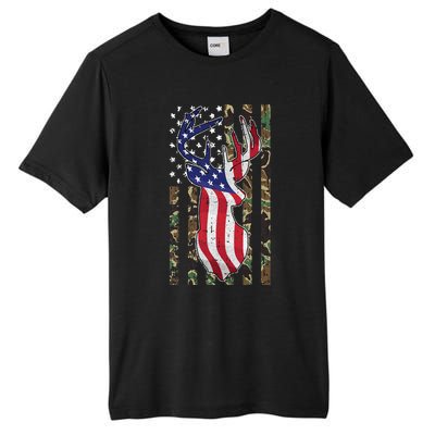 Deer Hunting 4th Of July American Flag Camo Patriotic Hunter Tall Fusion ChromaSoft Performance T-Shirt