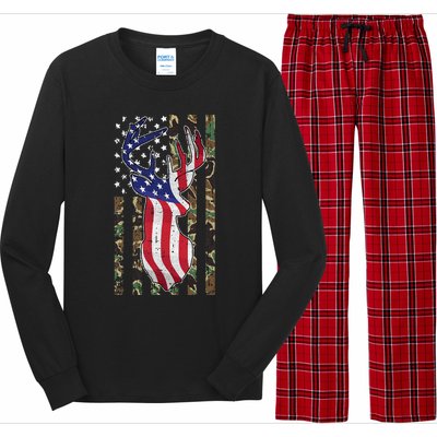 Deer Hunting 4th Of July American Flag Camo Patriotic Hunter Long Sleeve Pajama Set