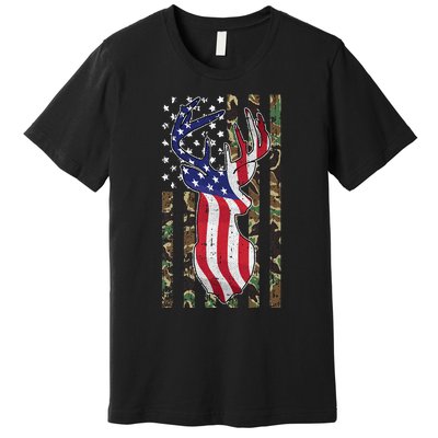 Deer Hunting 4th Of July American Flag Camo Patriotic Hunter Premium T-Shirt