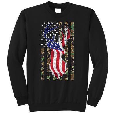 Deer Hunting 4th Of July American Flag Camo Patriotic Hunter Tall Sweatshirt