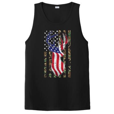 Deer Hunting 4th Of July American Flag Camo Patriotic Hunter PosiCharge Competitor Tank