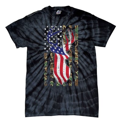 Deer Hunting 4th Of July American Flag Camo Patriotic Hunter Tie-Dye T-Shirt