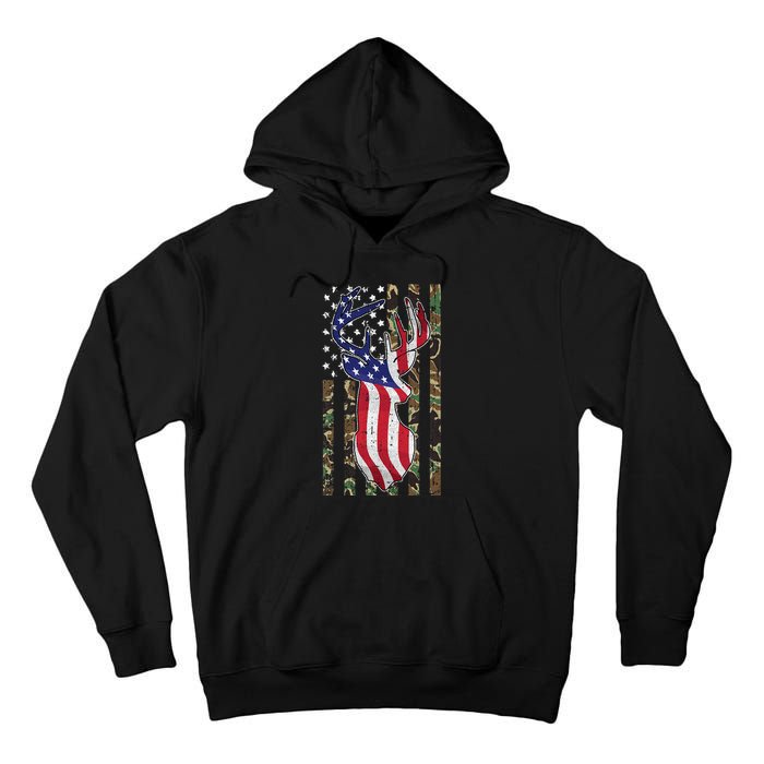 Deer Hunting 4th Of July American Flag Camo Patriotic Hunter Tall Hoodie