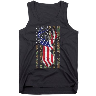 Deer Hunting 4th Of July American Flag Camo Patriotic Hunter Tank Top