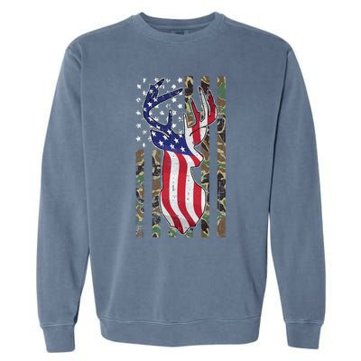 Deer Hunting 4th Of July American Flag Camo Patriotic Hunter Garment-Dyed Sweatshirt