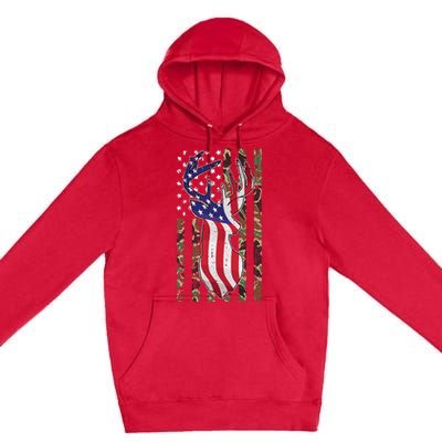 Deer Hunting 4th Of July American Flag Camo Patriotic Hunter Premium Pullover Hoodie