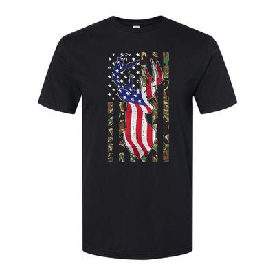 Deer Hunting 4th Of July American Flag Camo Patriotic Hunter Softstyle CVC T-Shirt