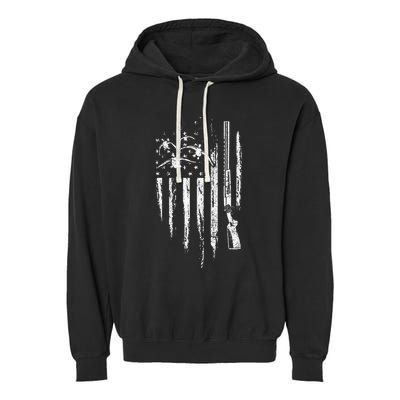 Duck Hunting American Flag Waterfowl Goose Gift For Hunter Garment-Dyed Fleece Hoodie