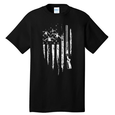 Duck Hunting American Flag Waterfowl Goose Gift For Hunter Tall T-Shirt