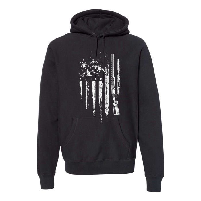 Duck Hunting American Flag Waterfowl Goose Gift For Hunter Premium Hoodie