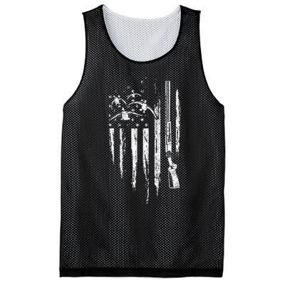 Duck Hunting American Flag Waterfowl Goose Gift For Hunter Mesh Reversible Basketball Jersey Tank