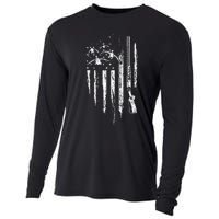 Duck Hunting American Flag Waterfowl Goose Gift For Hunter Cooling Performance Long Sleeve Crew