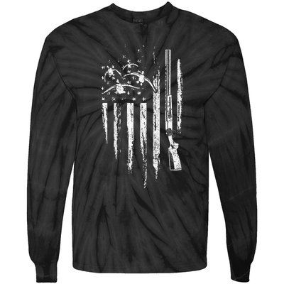 Duck Hunting American Flag Waterfowl Goose Gift For Hunter Tie-Dye Long Sleeve Shirt